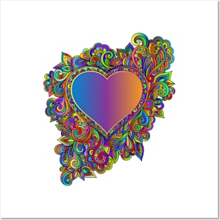 Playful and colourful heart design Posters and Art